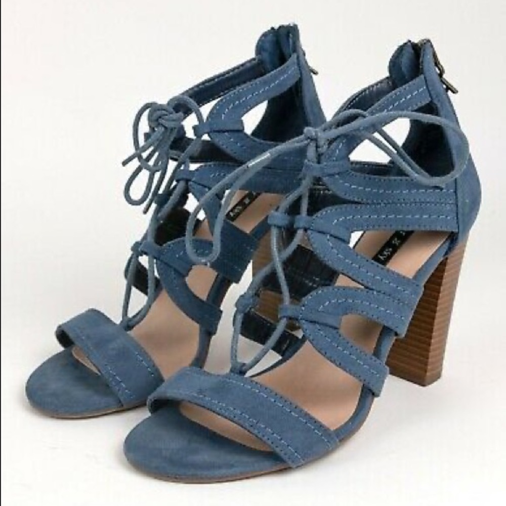 Women's Parker & Sky Blue Faux Suede Heels
